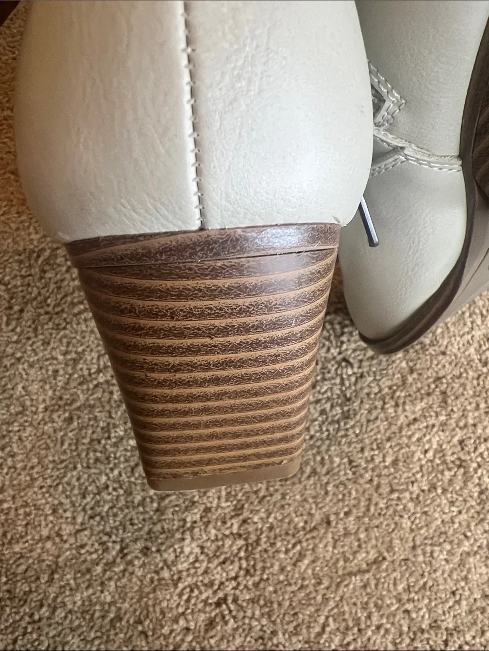 Indigo Cream Pointed Toe Ankle Booties with Side Zip